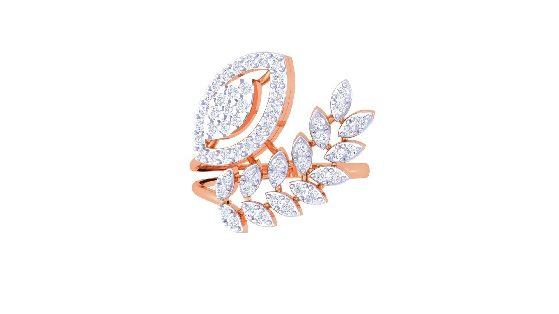 High Jewelry Diamond Cocktail Ring 3dm stl obj renders 3D print model_9