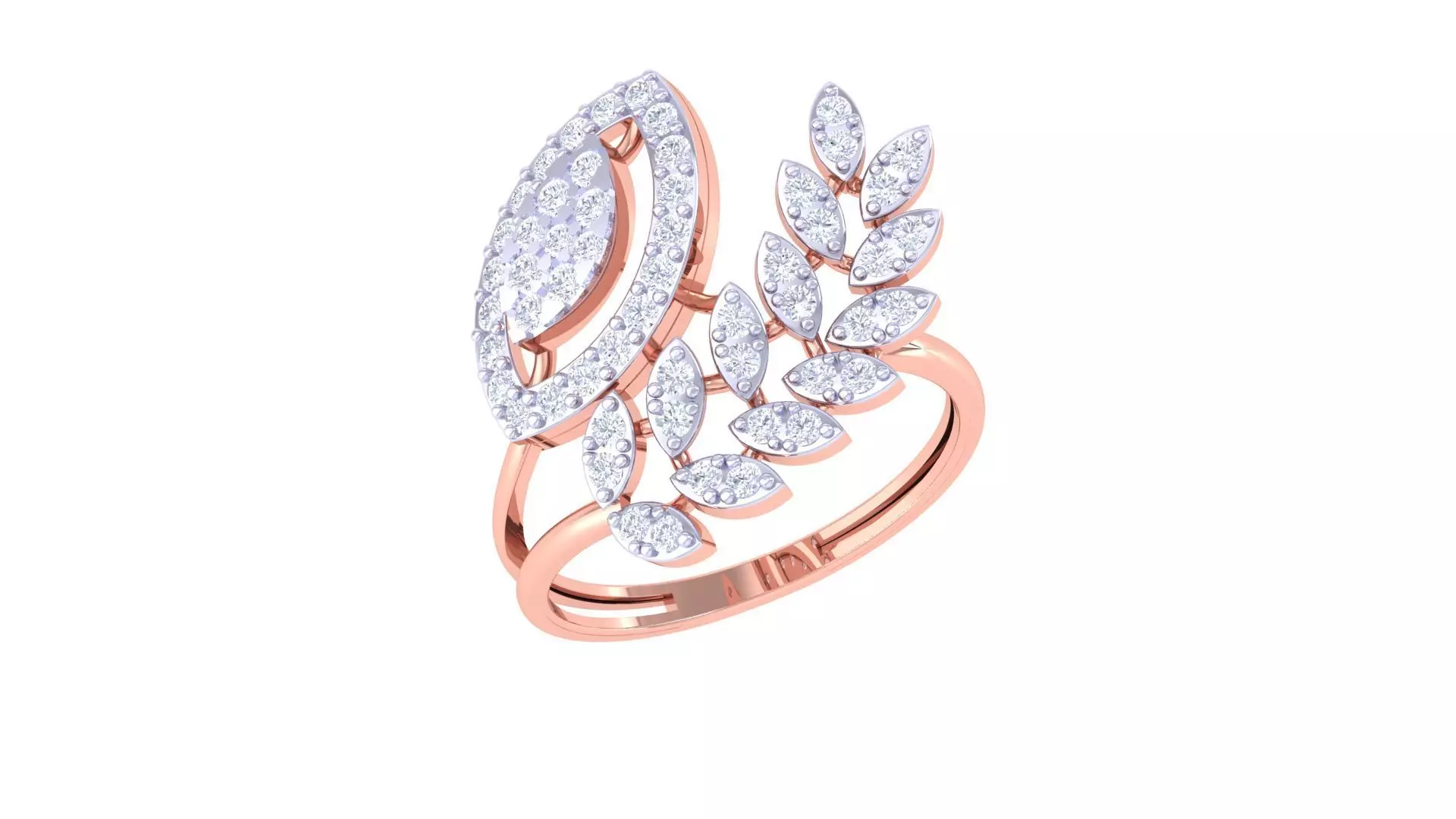 High Jewelry Diamond Cocktail Ring 3dm stl obj renders 3D print model_0