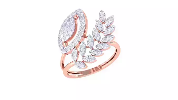 High Jewelry Diamond Cocktail Ring 3dm stl obj renders