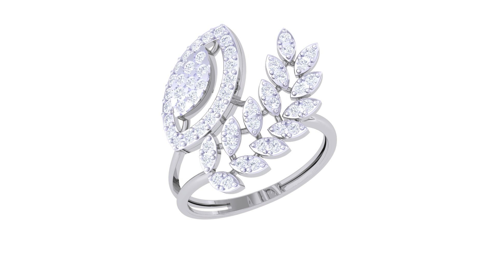 High Jewelry Diamond Cocktail Ring 3dm stl obj renders 3D print model_4