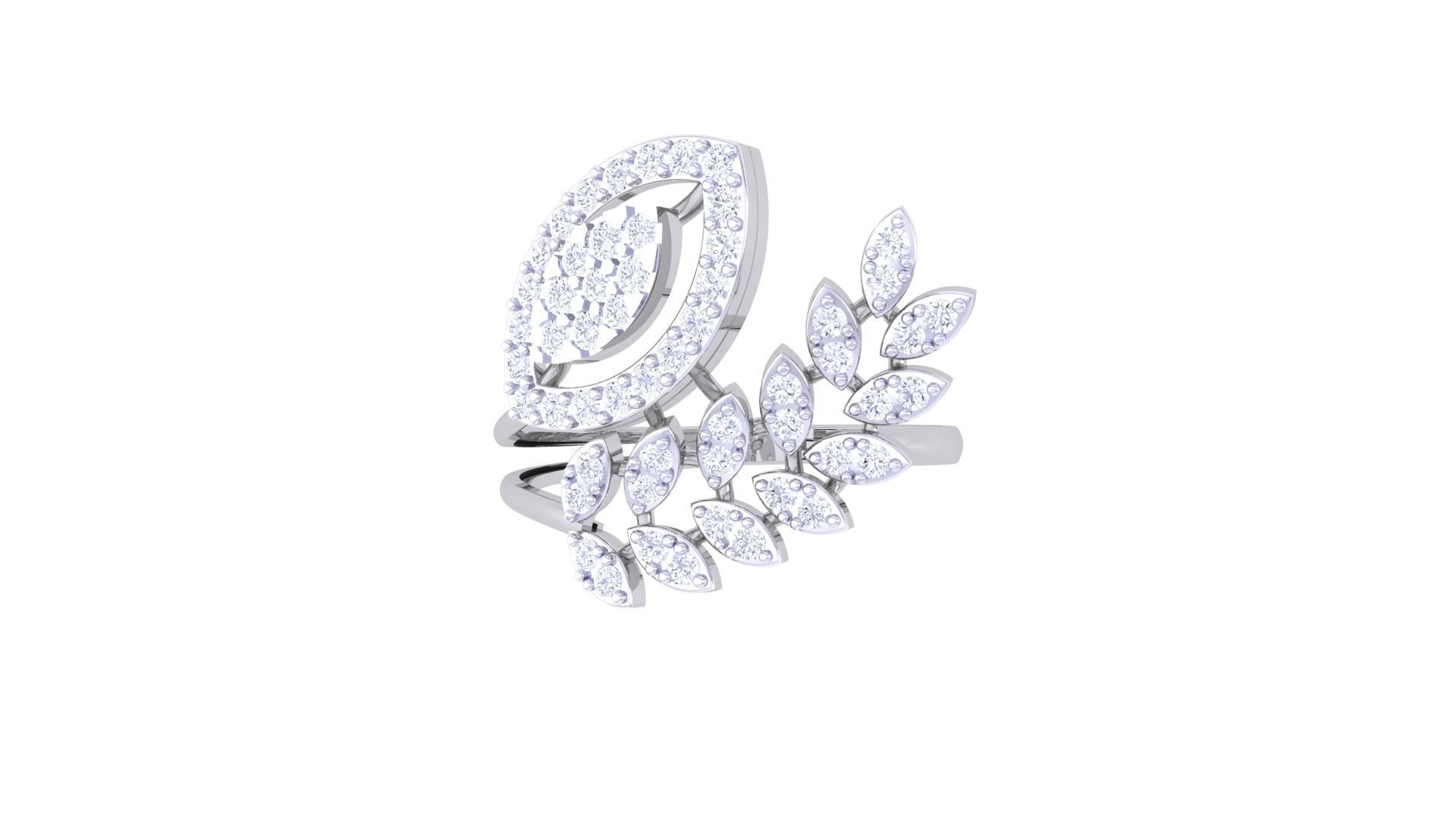 High Jewelry Diamond Cocktail Ring 3dm stl obj renders 3D print model_8