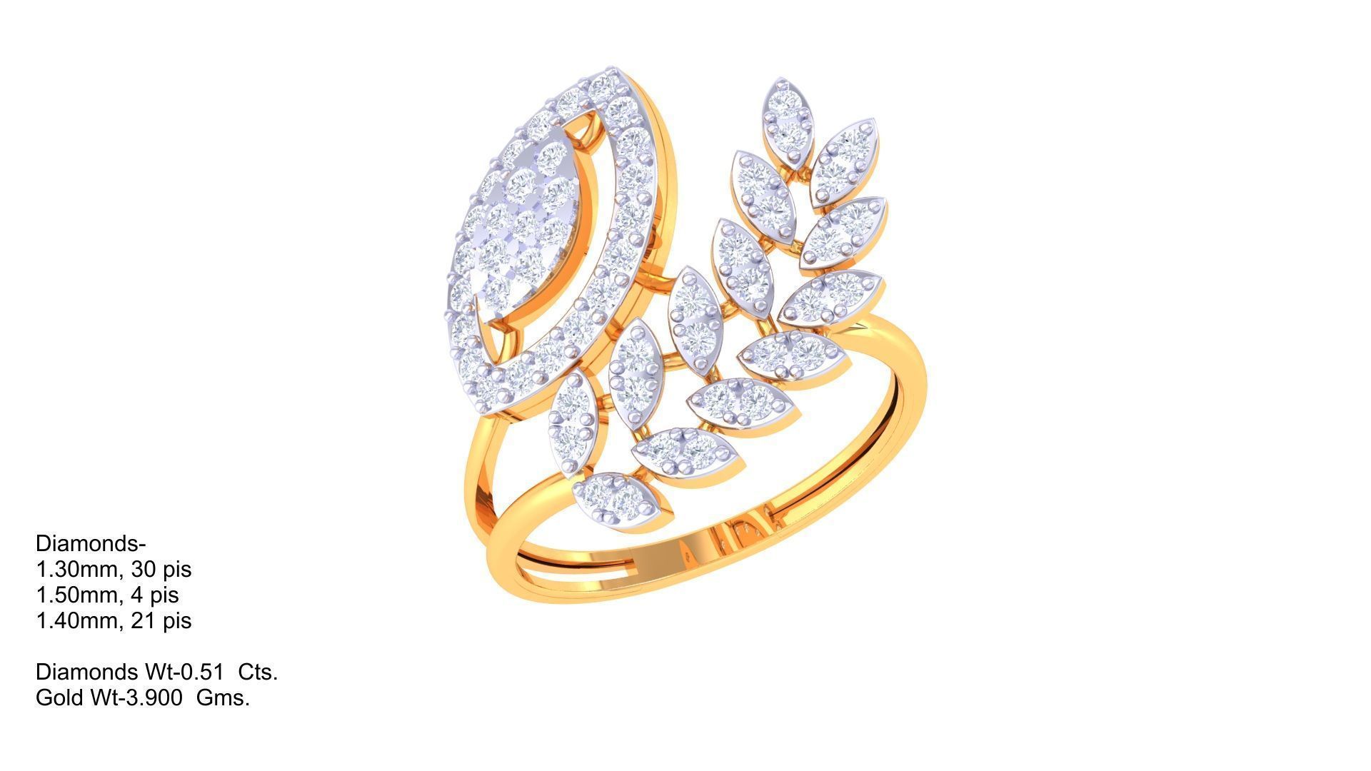 High Jewelry Diamond Cocktail Ring 3dm stl obj renders 3D print model_1