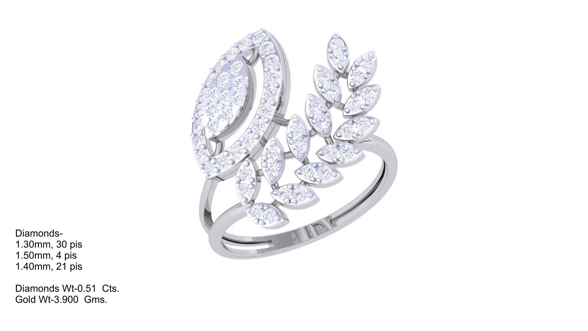 High Jewelry Diamond Cocktail Ring 3dm stl obj renders 3D print model_2