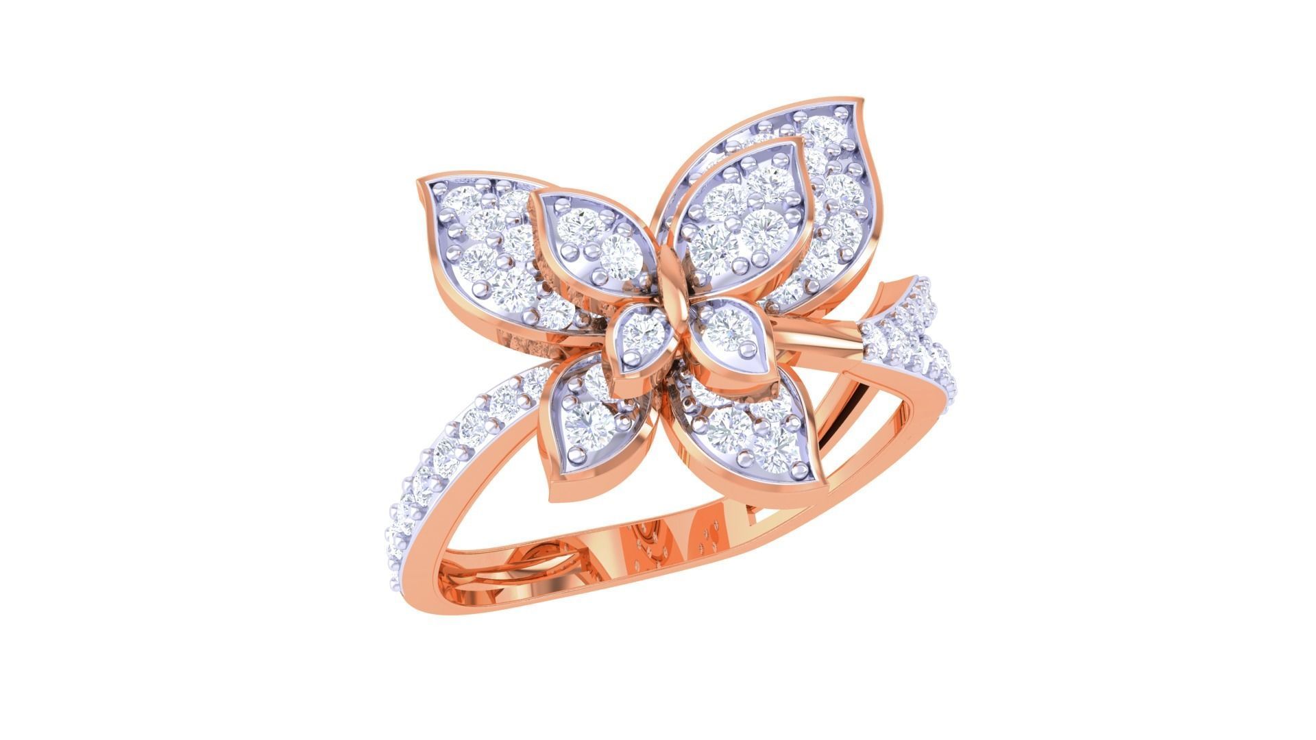Butterfly High Jewelry Diamond Cocktail Ring 3dm stl obj renders 3D print model_6