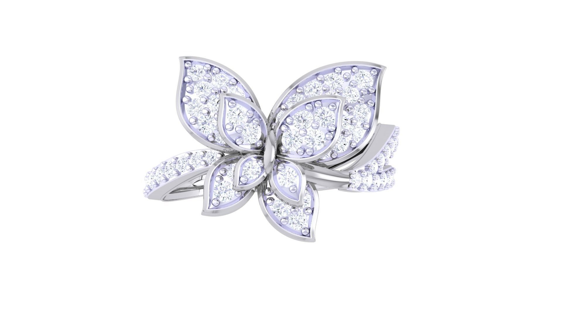 Butterfly High Jewelry Diamond Cocktail Ring 3dm stl obj renders 3D print model_9