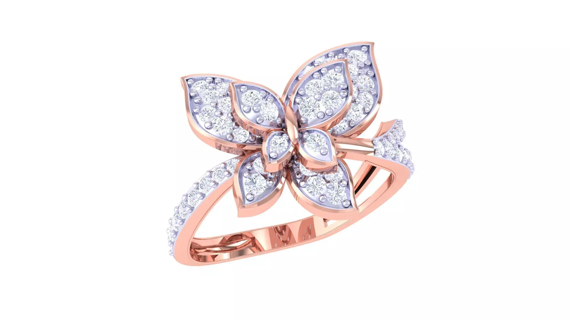 Butterfly High Jewelry Diamond Cocktail Ring 3dm stl obj renders 3D print model_0