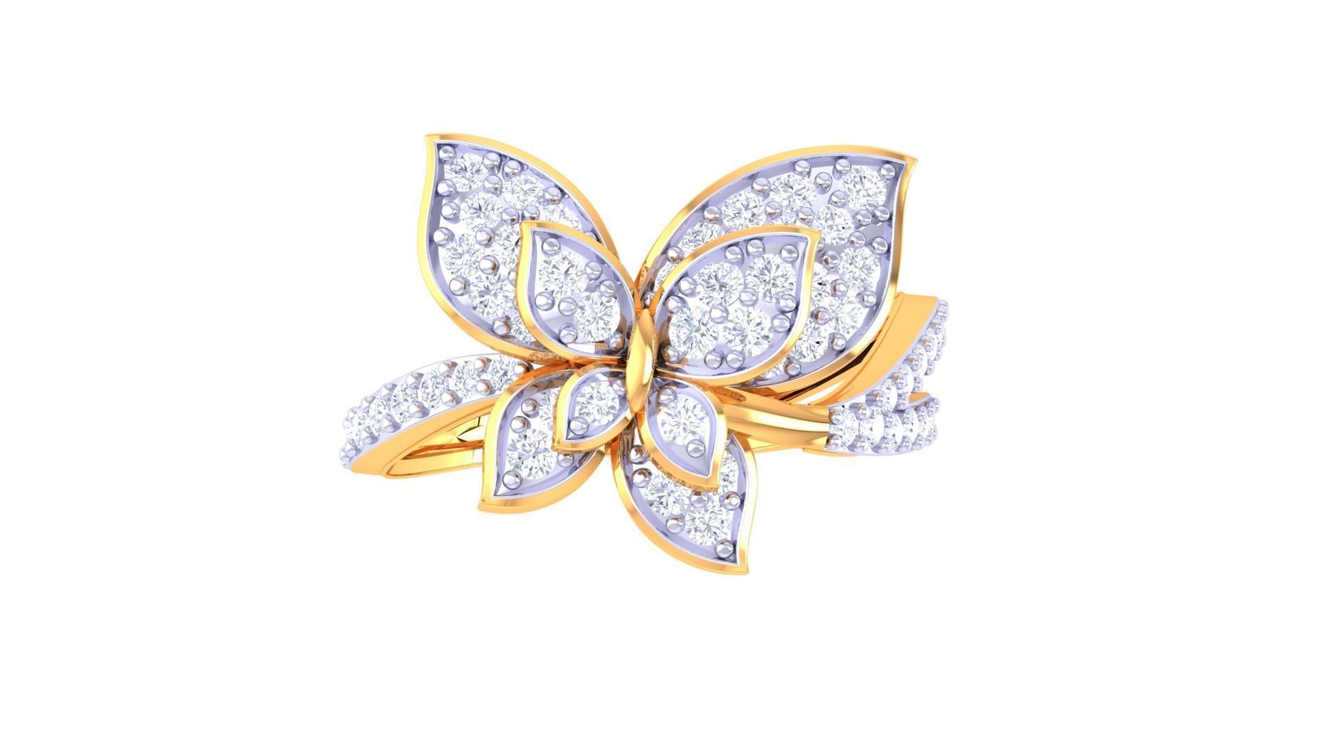 Butterfly High Jewelry Diamond Cocktail Ring 3dm stl obj renders 3D print model_7