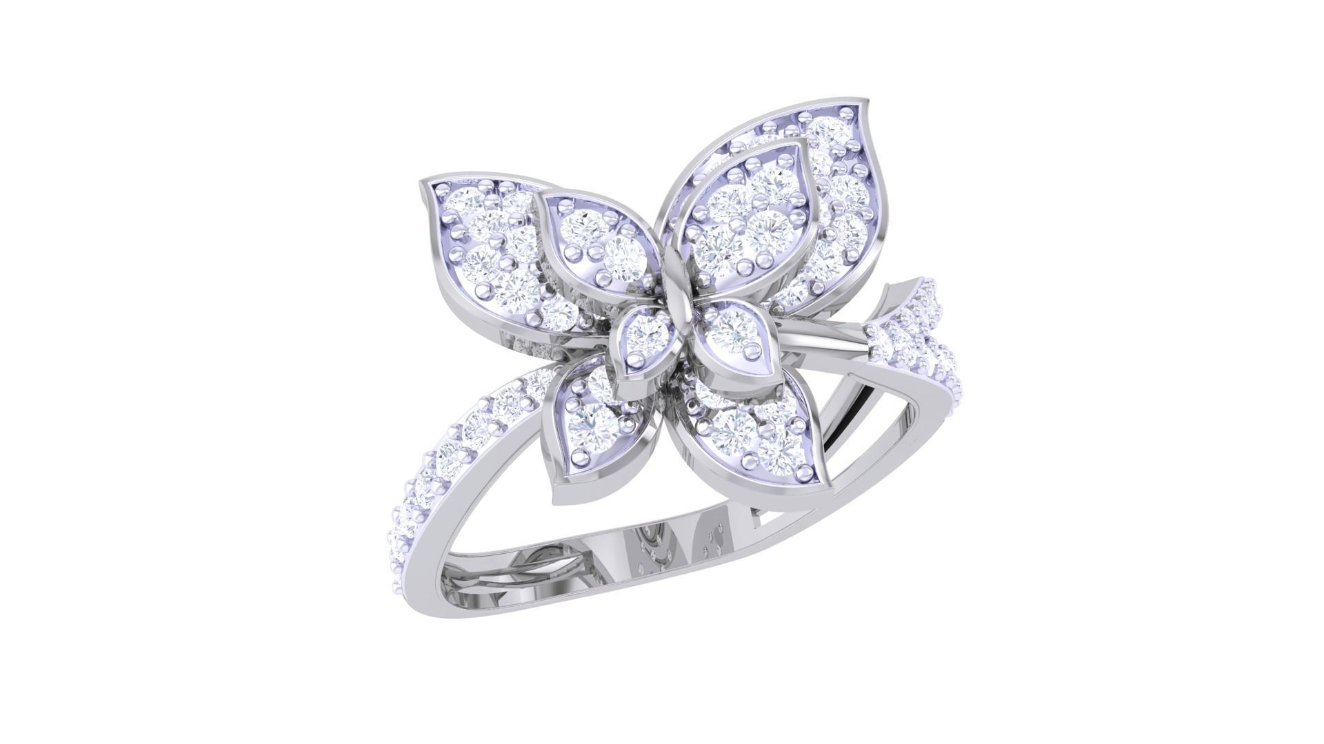 Butterfly High Jewelry Diamond Cocktail Ring 3dm stl obj renders 3D print model_5