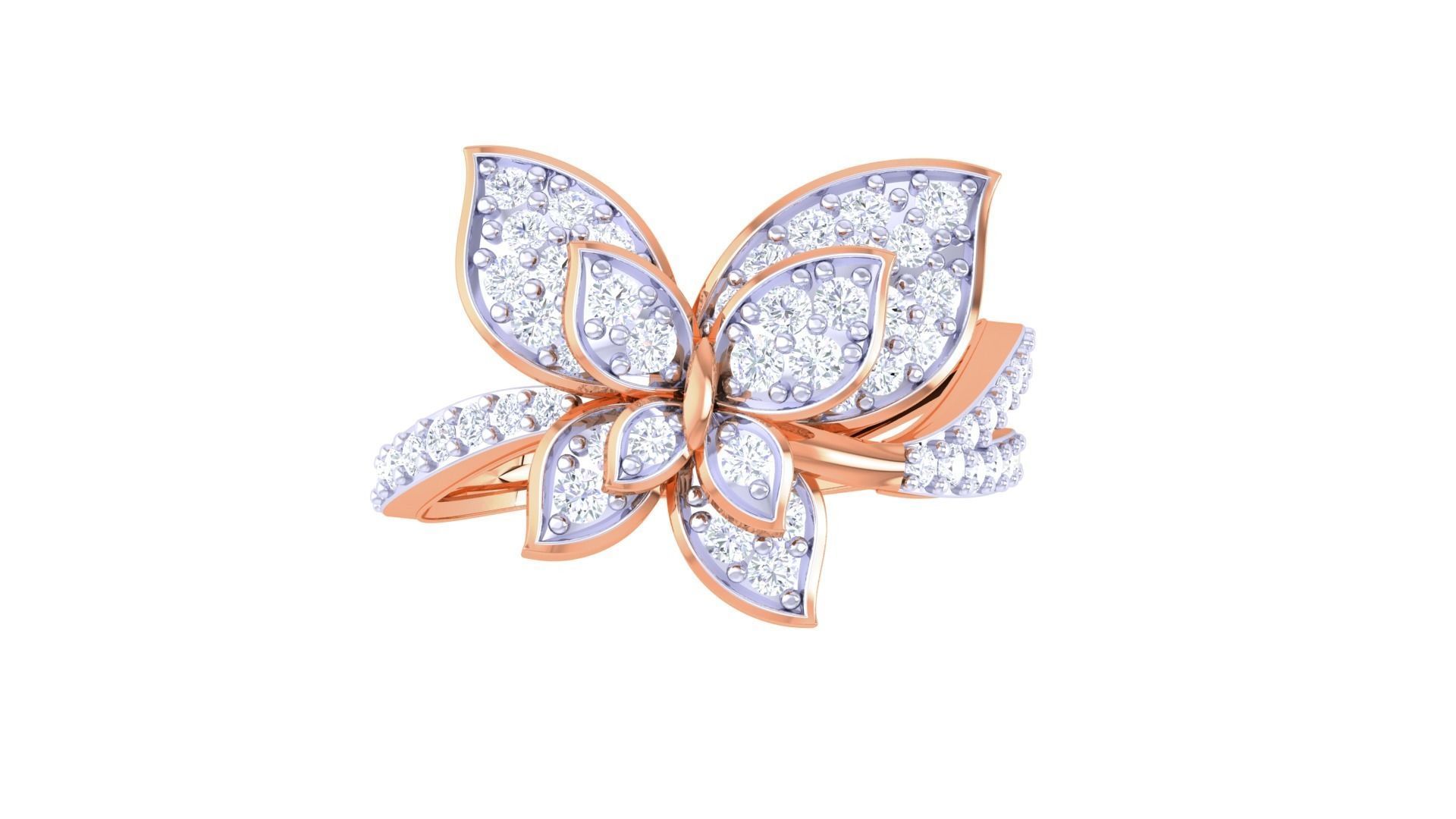 Butterfly High Jewelry Diamond Cocktail Ring 3dm stl obj renders 3D print model_8