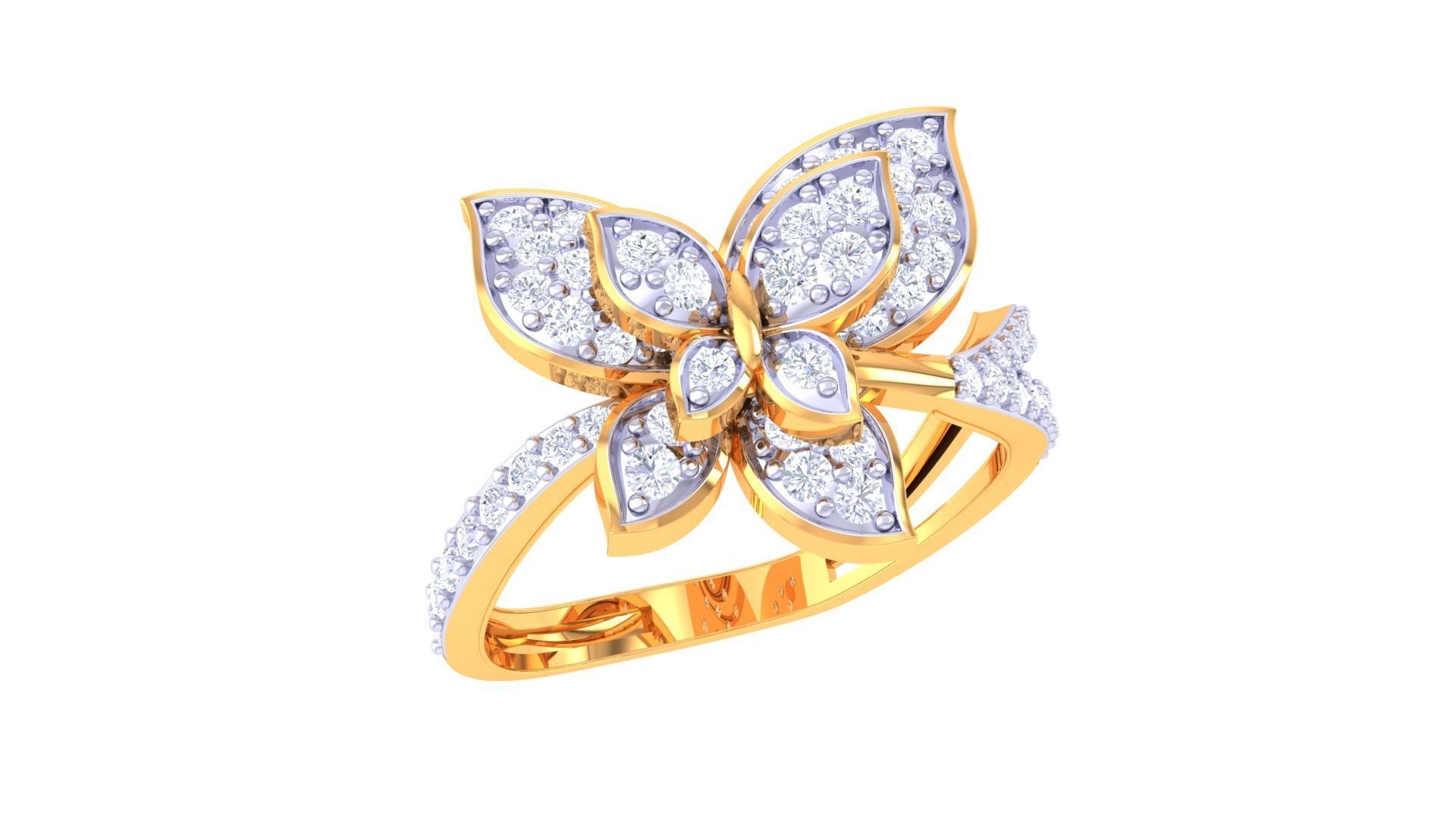 Butterfly High Jewelry Diamond Cocktail Ring 3dm stl obj renders 3D print model_4