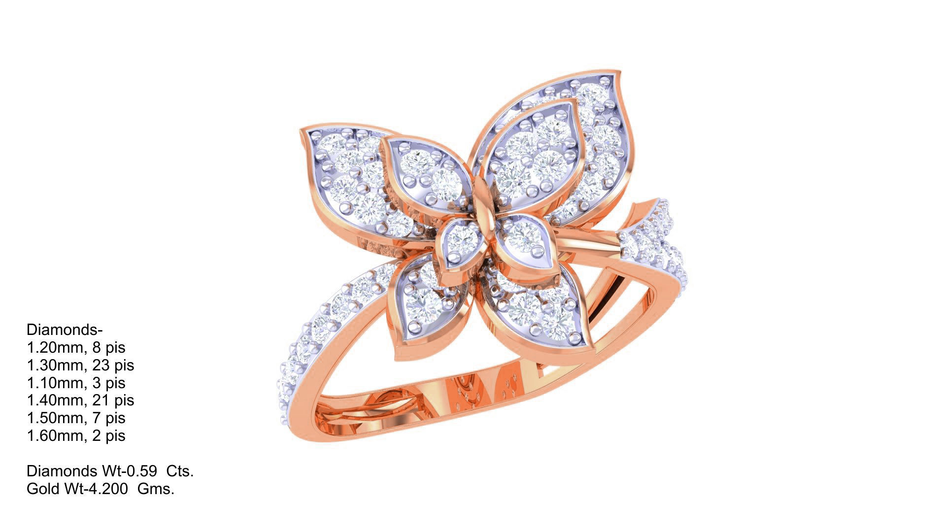 Butterfly High Jewelry Diamond Cocktail Ring 3dm stl obj renders 3D print model_3