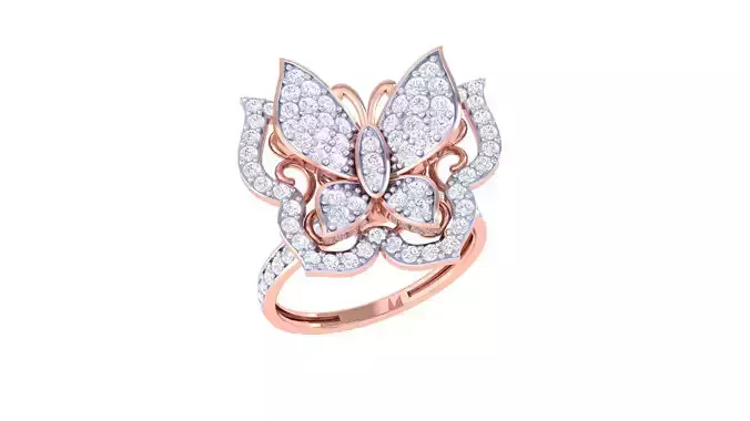 Butterfly High Jewelry Diamond Cocktail Ring 3dm stl obj renders