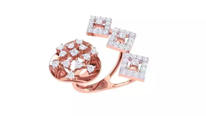 High Jewelry Diamond Cocktail Ring 3dm stl obj renders