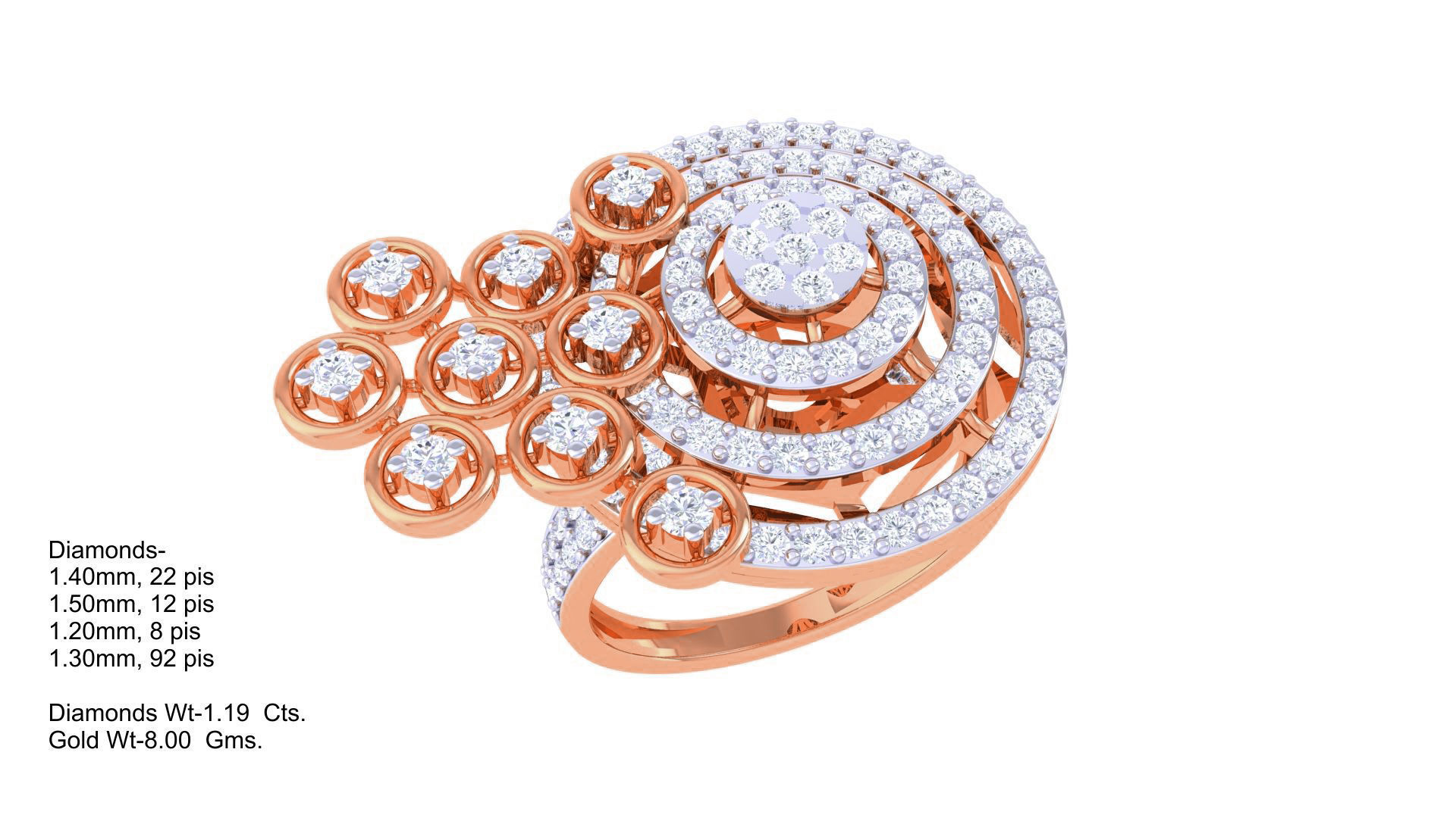 Asteroids on Planet High Jewelry Diamond Cocktail Ring 3dm stl 3D print model_3