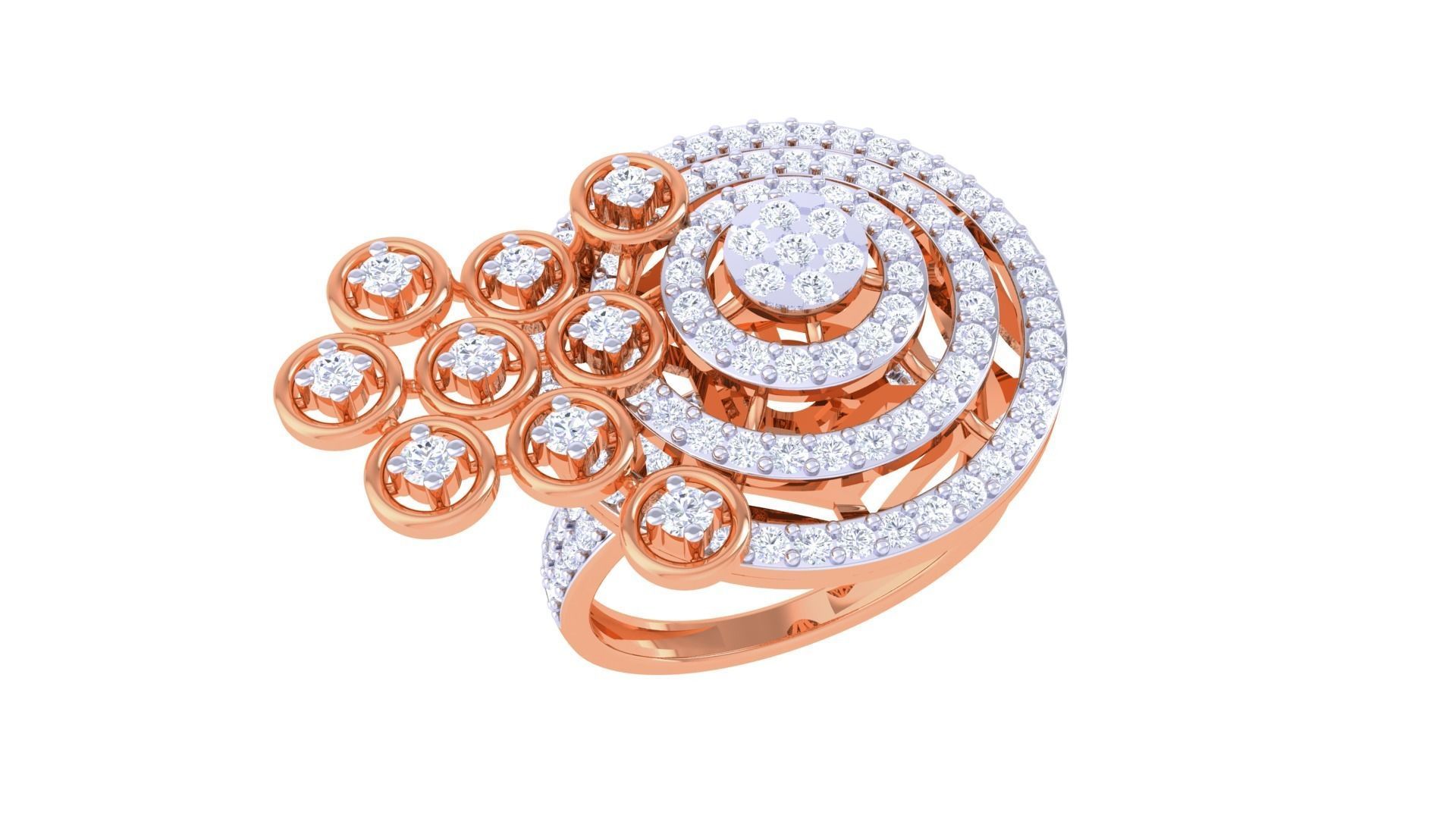 Asteroids on Planet High Jewelry Diamond Cocktail Ring 3dm stl 3D print model_6