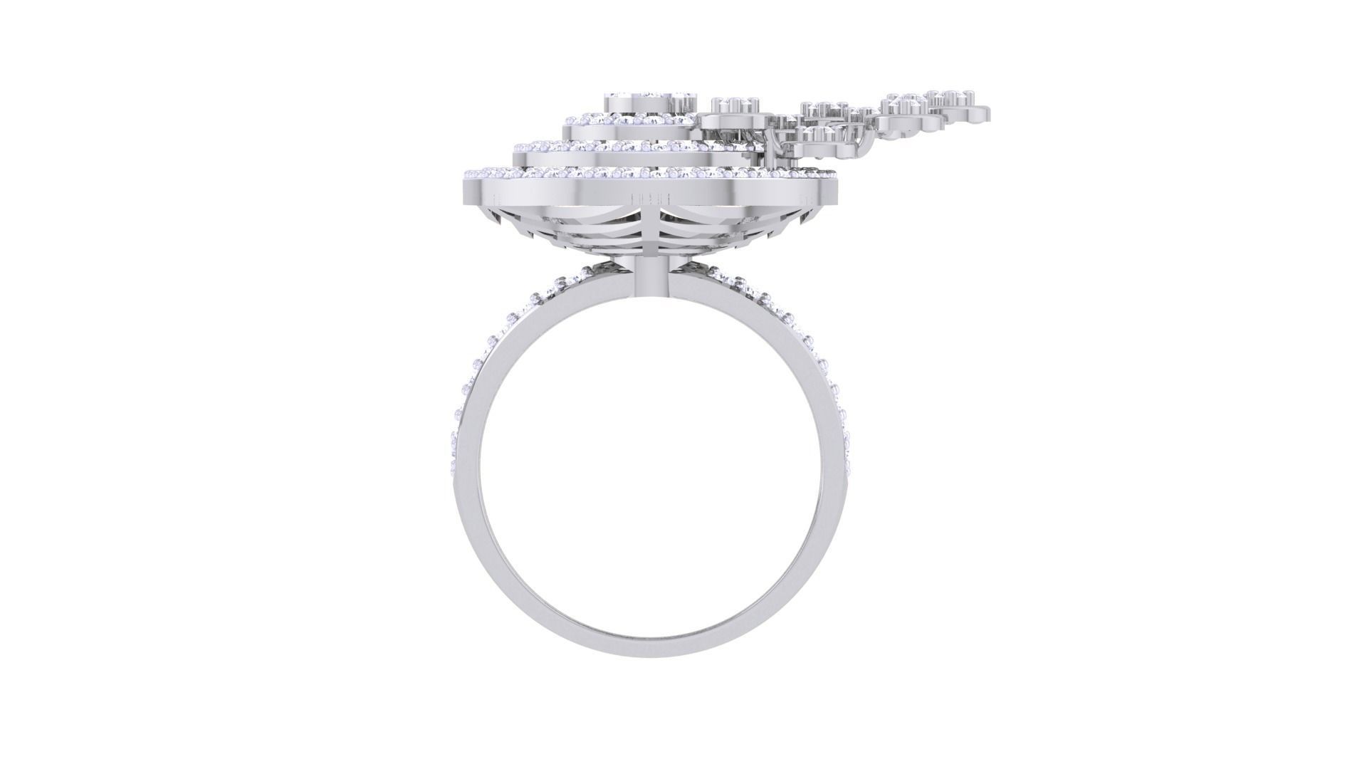 Asteroids on Planet High Jewelry Diamond Cocktail Ring 3dm stl 3D print model_12