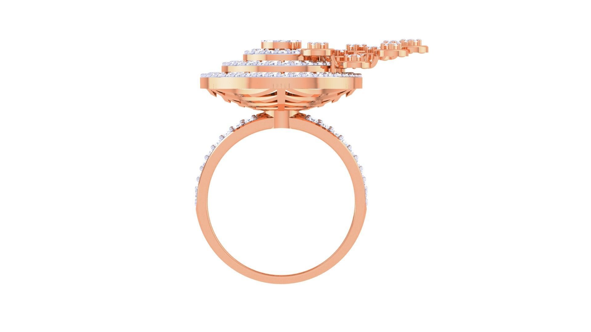 Asteroids on Planet High Jewelry Diamond Cocktail Ring 3dm stl 3D print model_11