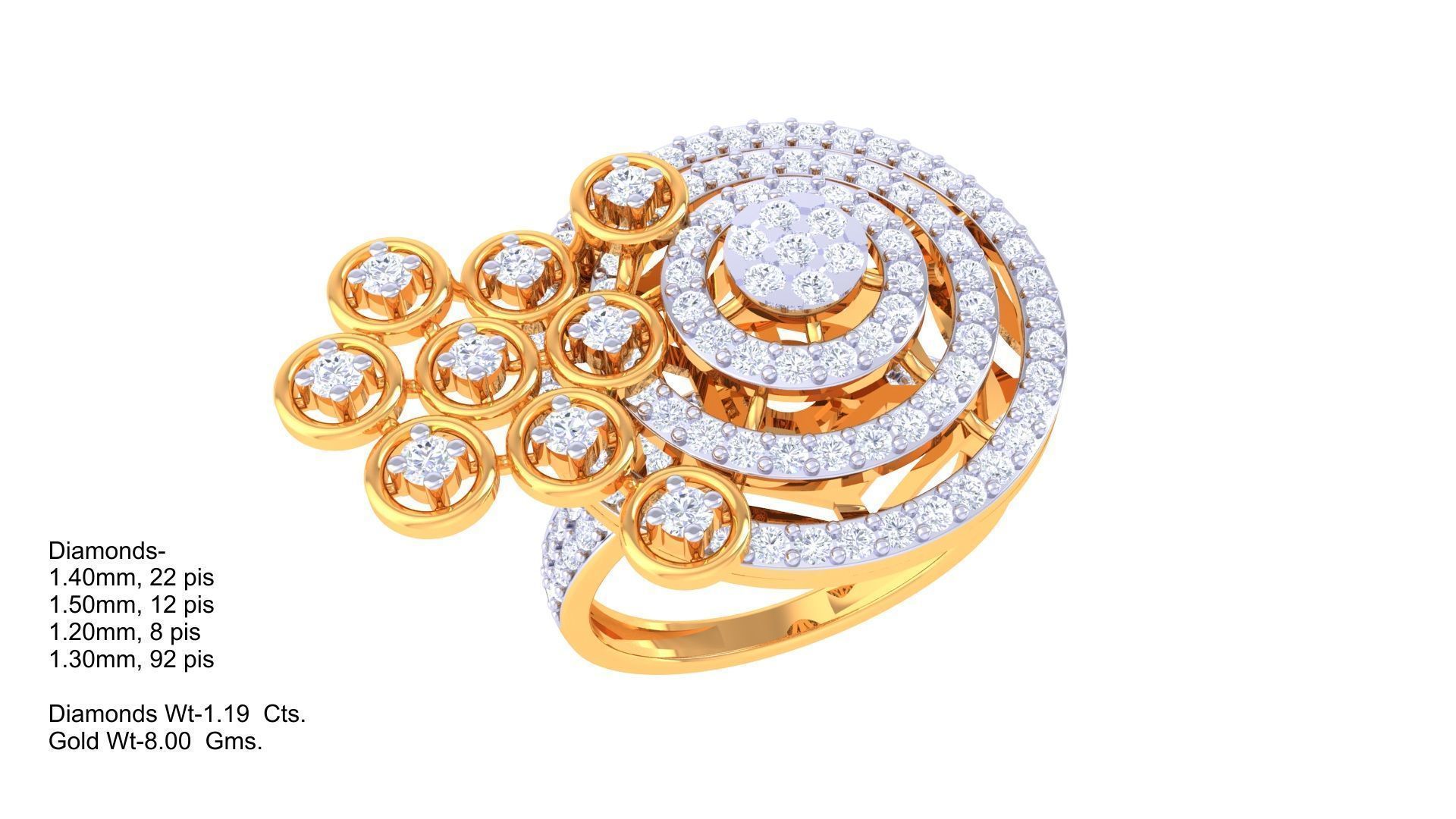 Asteroids on Planet High Jewelry Diamond Cocktail Ring 3dm stl 3D print model_1