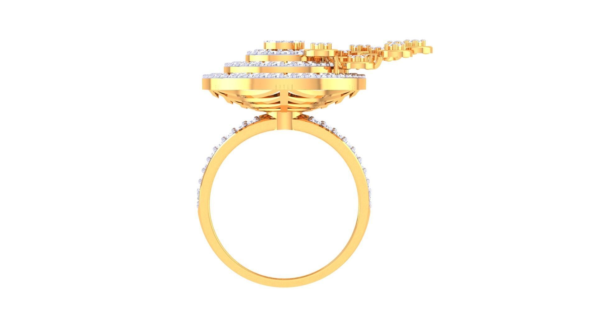 Asteroids on Planet High Jewelry Diamond Cocktail Ring 3dm stl 3D print model_10