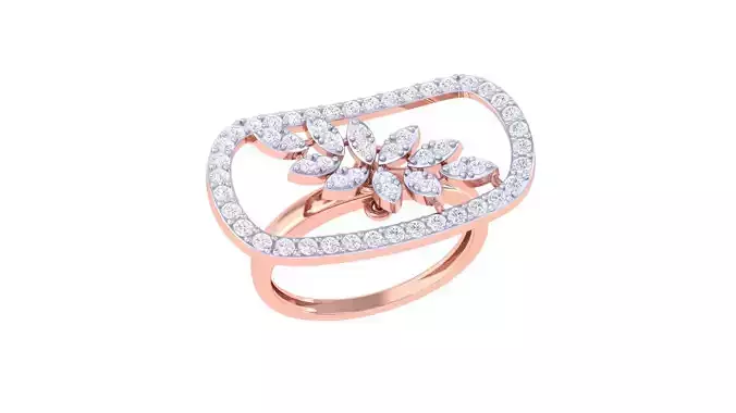 High Jewelry Diamond Cocktail Ring 3dm stl obj renders