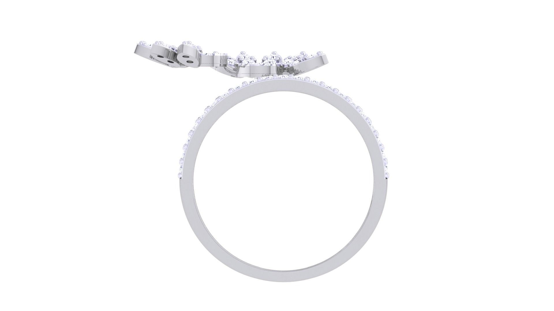 Flower on Wire High Jewelry Diamond Cocktail Ring 3dm stl obj 3D print model_12