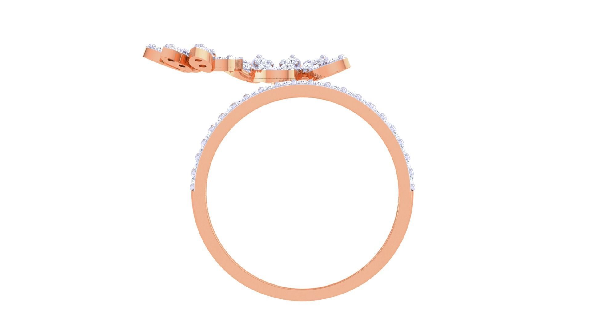 Flower on Wire High Jewelry Diamond Cocktail Ring 3dm stl obj 3D print model_11