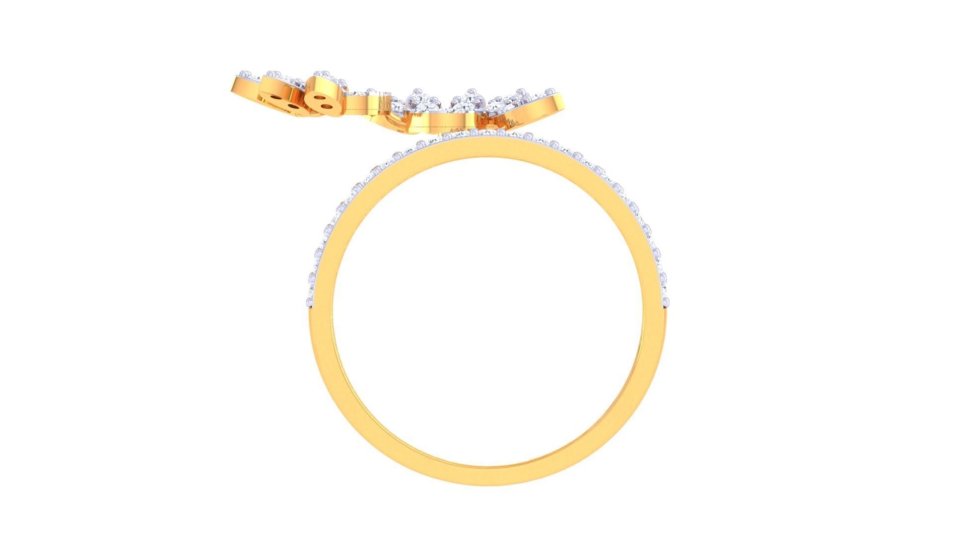 Flower on Wire High Jewelry Diamond Cocktail Ring 3dm stl obj 3D print model_10