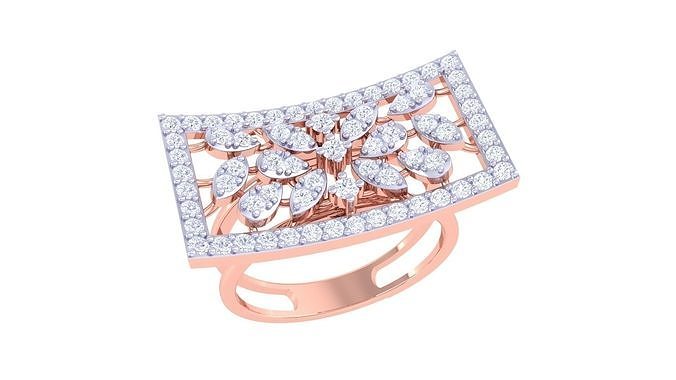 Valley of Flower High Jewelry Diamond Cocktail Ring 3dm stl  3D print model
