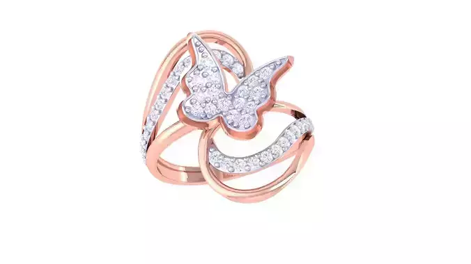 Butterfly on Wire High Jewelry Diamond Cocktail Ring 3dm stl obj