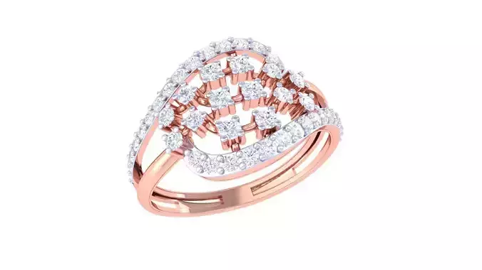 High Jewelry Diamond Cocktail Ring 3dm stl obj renders
