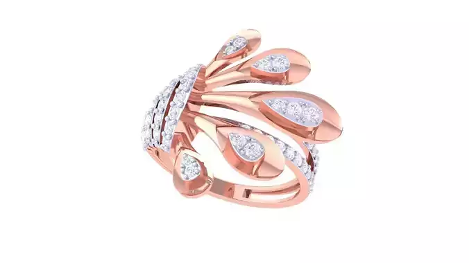 Peacock High Jewelry Diamond Cocktail Ring 3dm stl obj renders