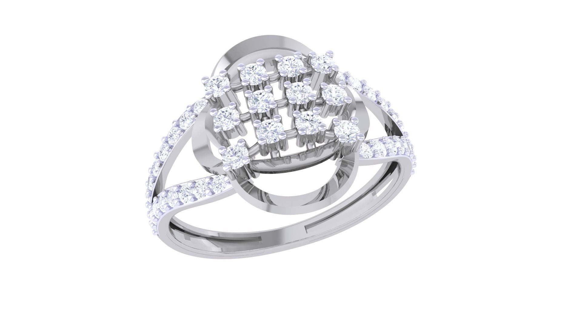 High Jewelry Diamond Cocktail Ring 3dm stl obj renders 3D print model_5