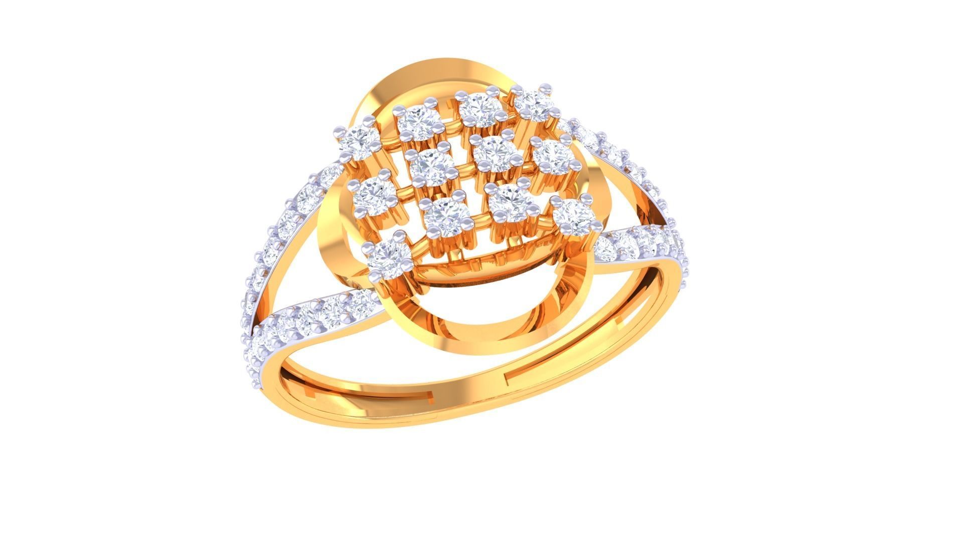 High Jewelry Diamond Cocktail Ring 3dm stl obj renders 3D print model_6