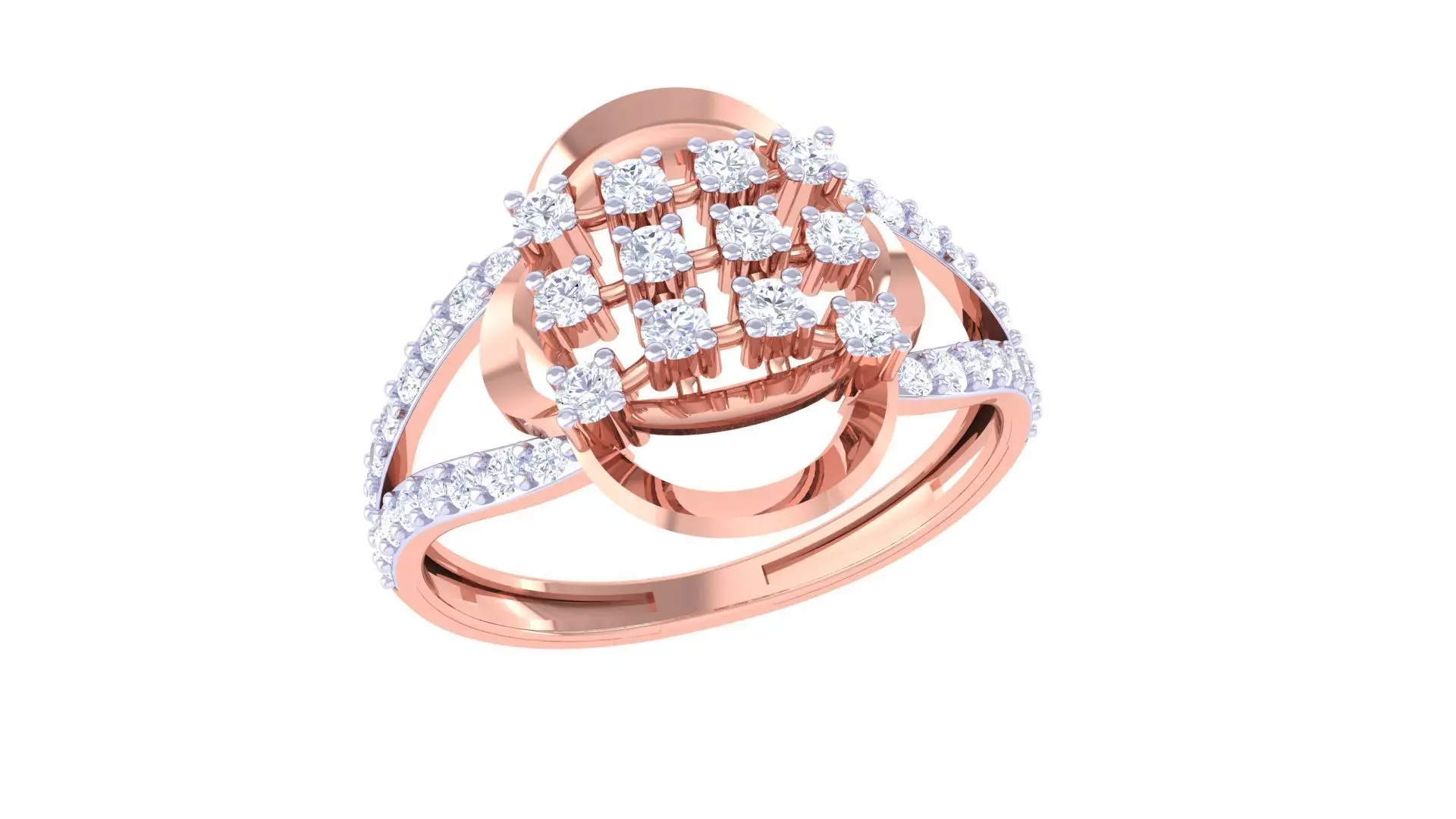 High Jewelry Diamond Cocktail Ring 3dm stl obj renders 3D print model_0