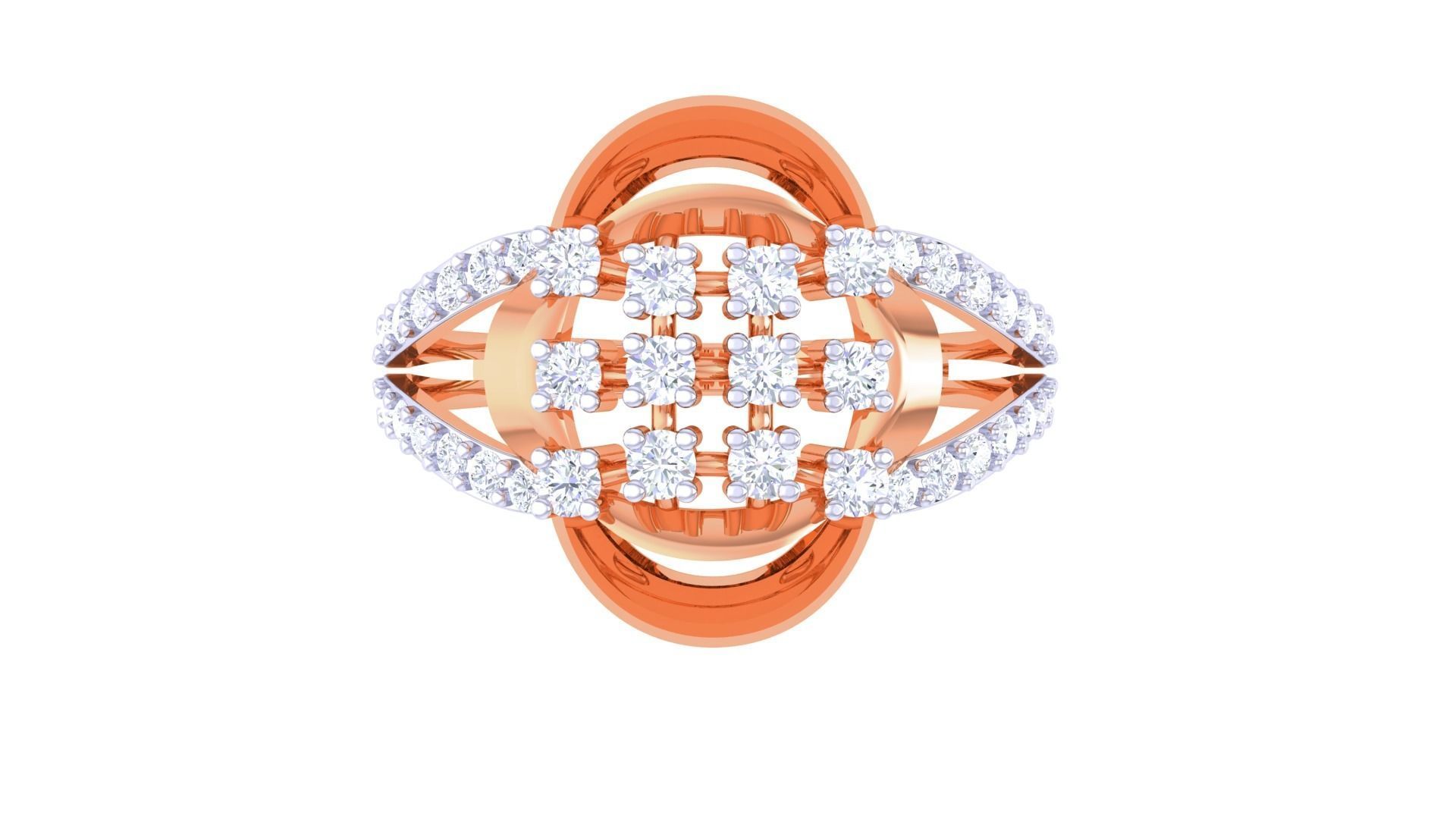 High Jewelry Diamond Cocktail Ring 3dm stl obj renders 3D print model_9