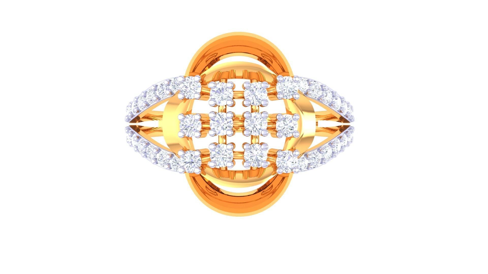 High Jewelry Diamond Cocktail Ring 3dm stl obj renders 3D print model_8