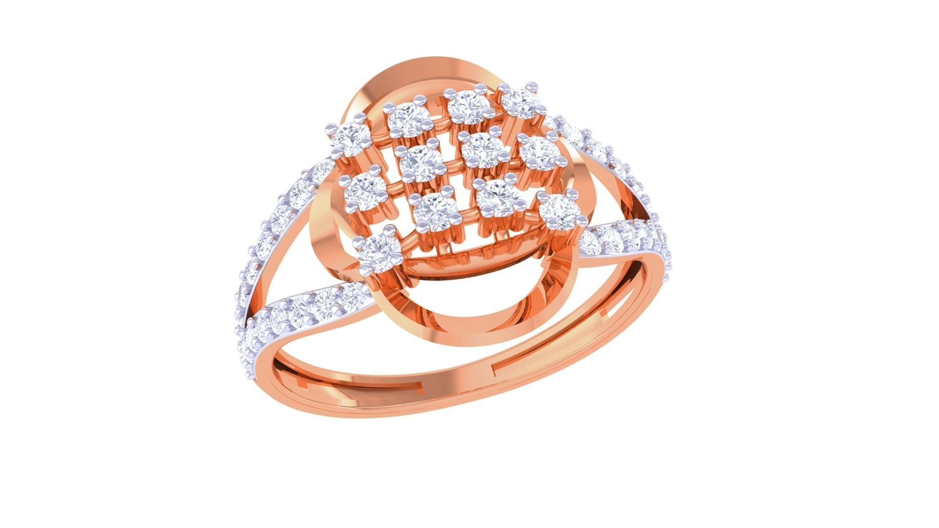 High Jewelry Diamond Cocktail Ring 3dm stl obj renders 3D print model_4