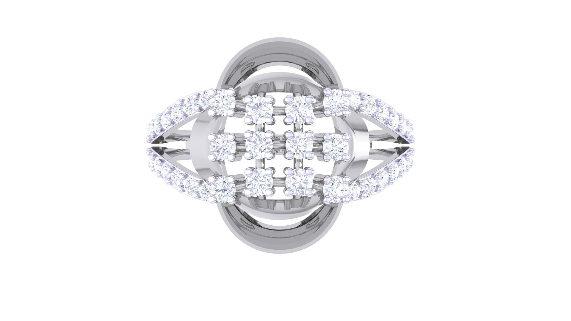 High Jewelry Diamond Cocktail Ring 3dm stl obj renders 3D print model_7