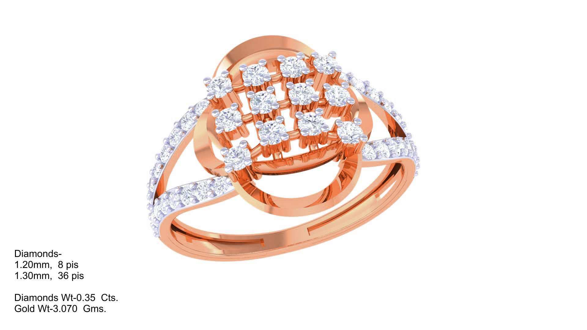 High Jewelry Diamond Cocktail Ring 3dm stl obj renders 3D print model_3