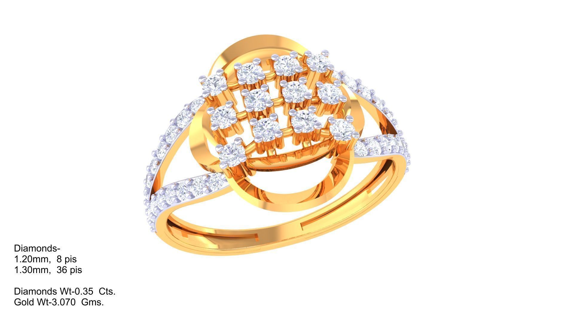 High Jewelry Diamond Cocktail Ring 3dm stl obj renders 3D print model_1