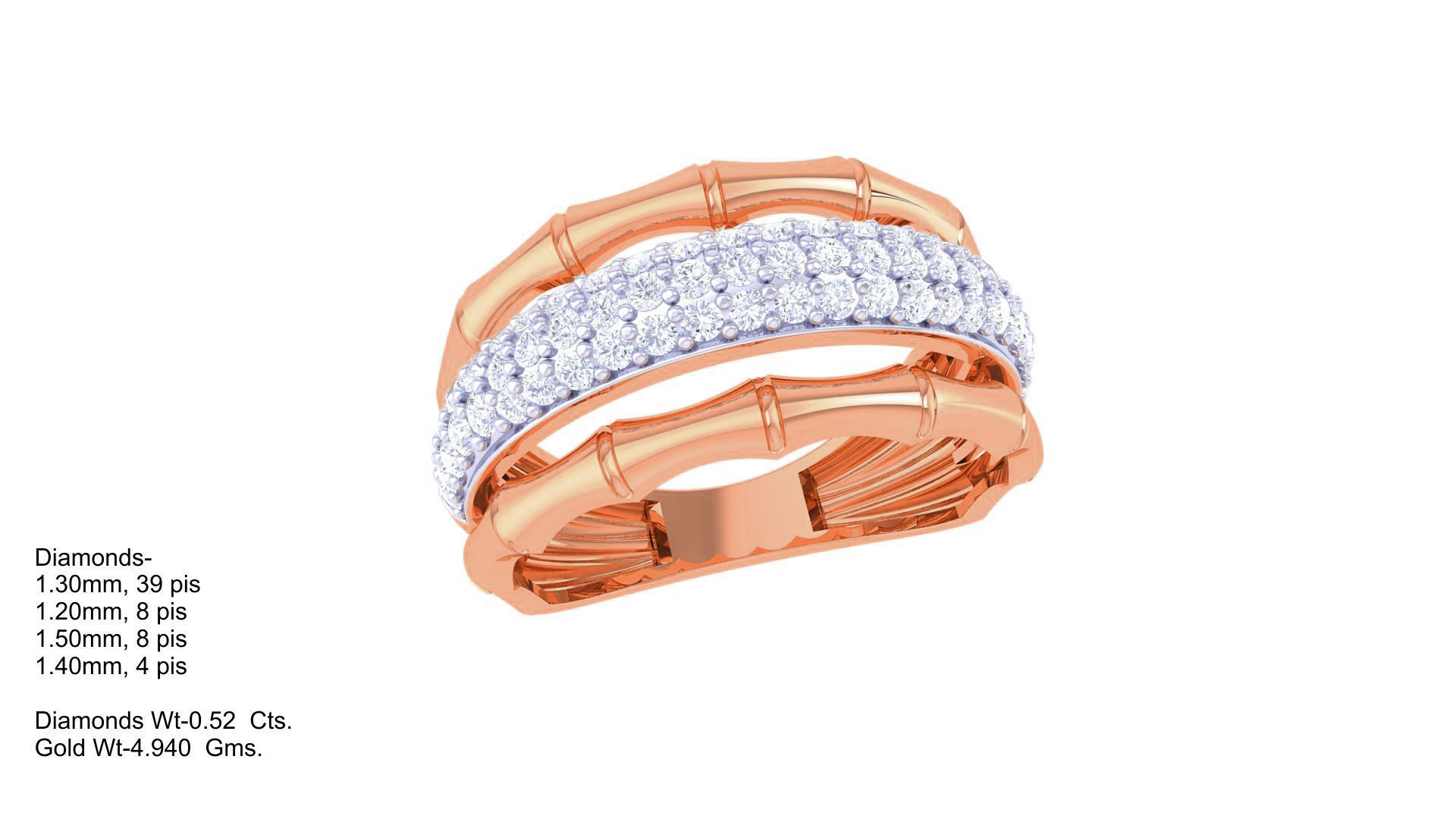 Wire High Jewelry Diamond Cocktail Ring 3dm stl obj renders 3D print model_3