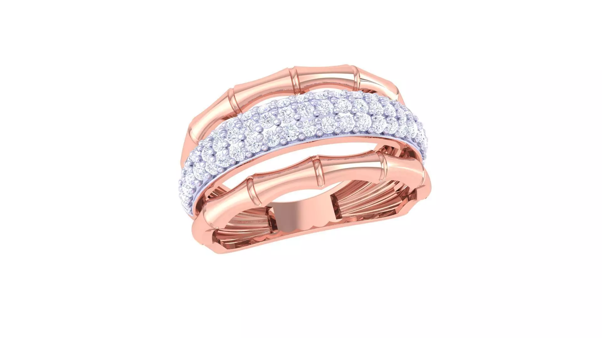 Wire High Jewelry Diamond Cocktail Ring 3dm stl obj renders 3D print model_0