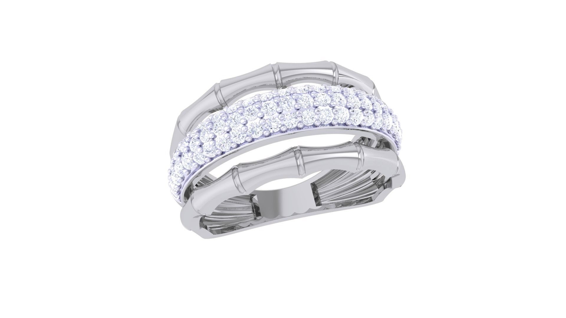 Wire High Jewelry Diamond Cocktail Ring 3dm stl obj renders 3D print model_4