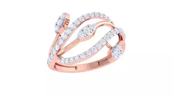 Wire High Jewelry Diamond Cocktail Ring 3dm stl obj renders