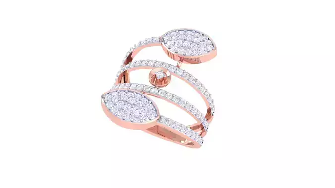 leaf on Wire High Jewelry Diamond Cocktail Ring 3dm stl obj