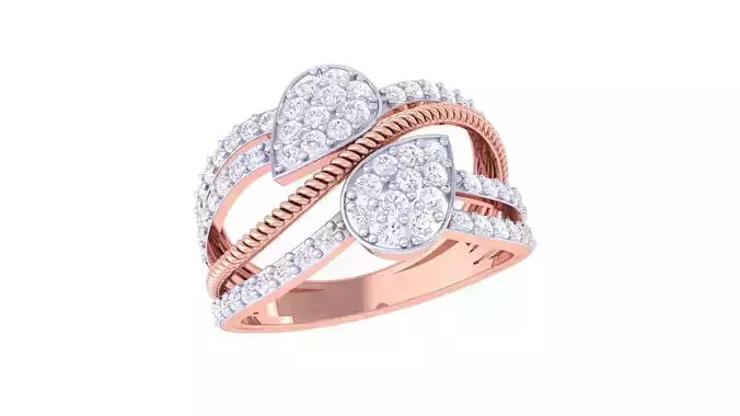 Twisted Wire On Leaves High Jewelry Diamond Cocktail Ring 3dm  3D print model