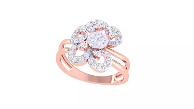 High Jewelry Diamond Cocktail Ring 3dm stl obj renders