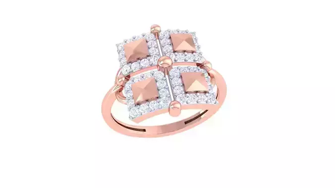 High Jewelry Diamond Cocktail Ring 3dm stl obj renders