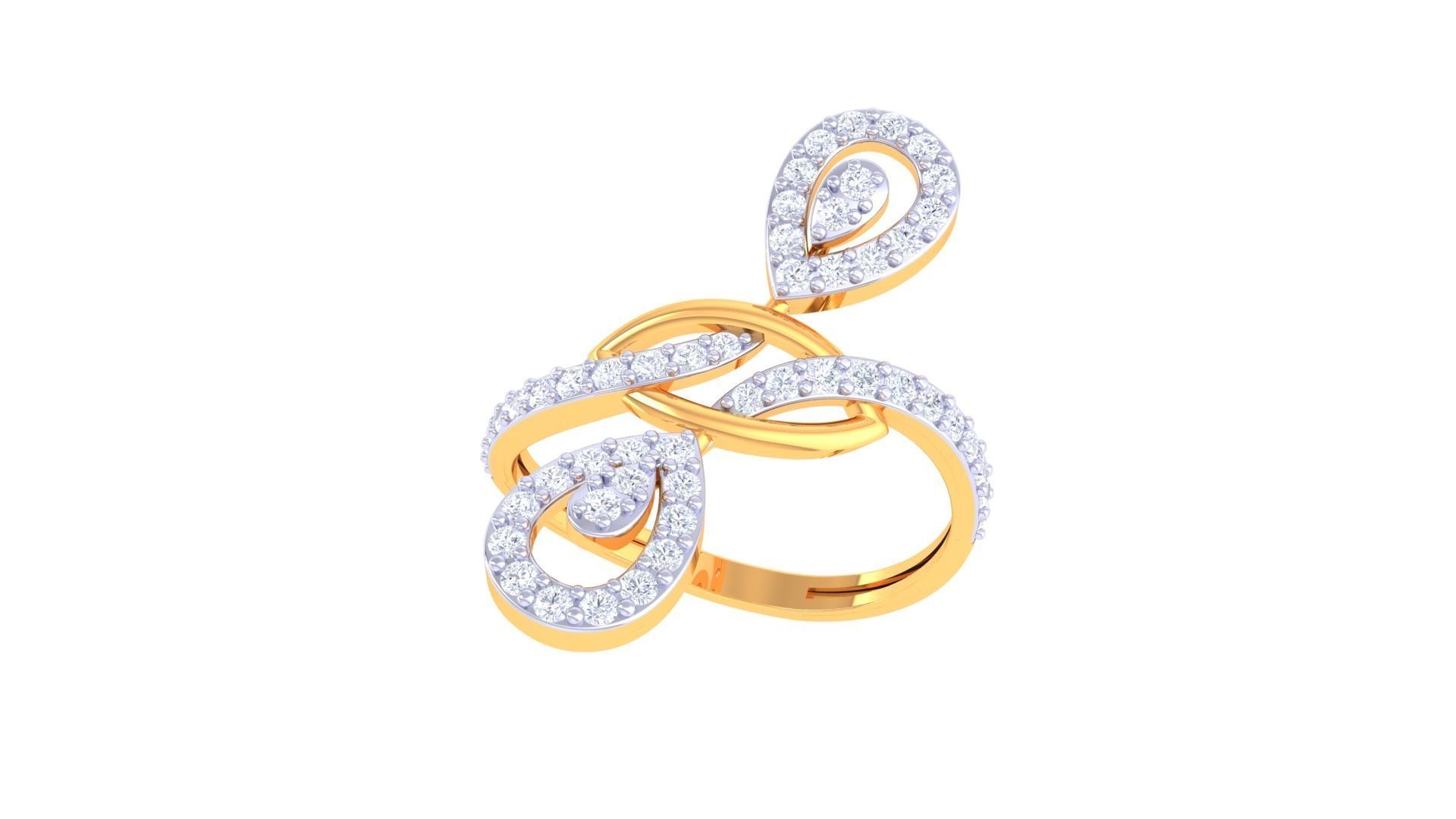 High Jewelry Diamond Cocktail Ring 3dm stl obj renders 3D print model_6