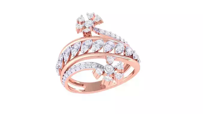 High Jewelry Diamond Cocktail Ring 3dm stl obj renders